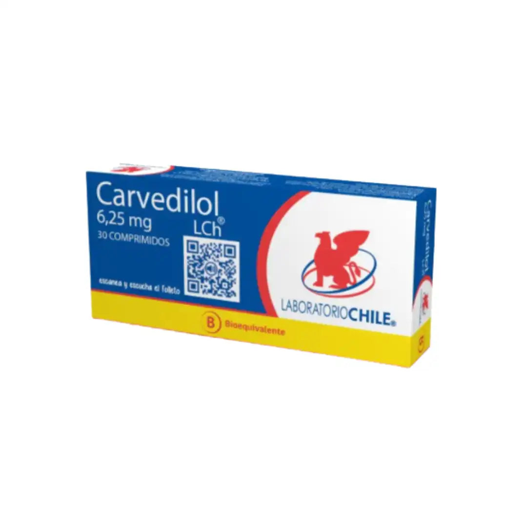 Carvedilol 6.25 mg x 30 comprimidos laboratorio chile