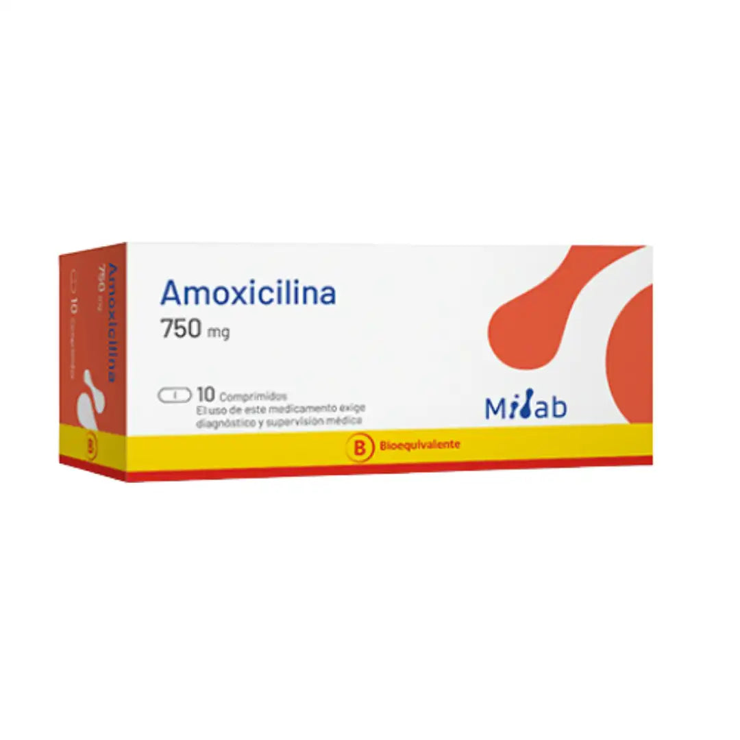 Amoxicilina 750 mg x 10 comprimidos milab