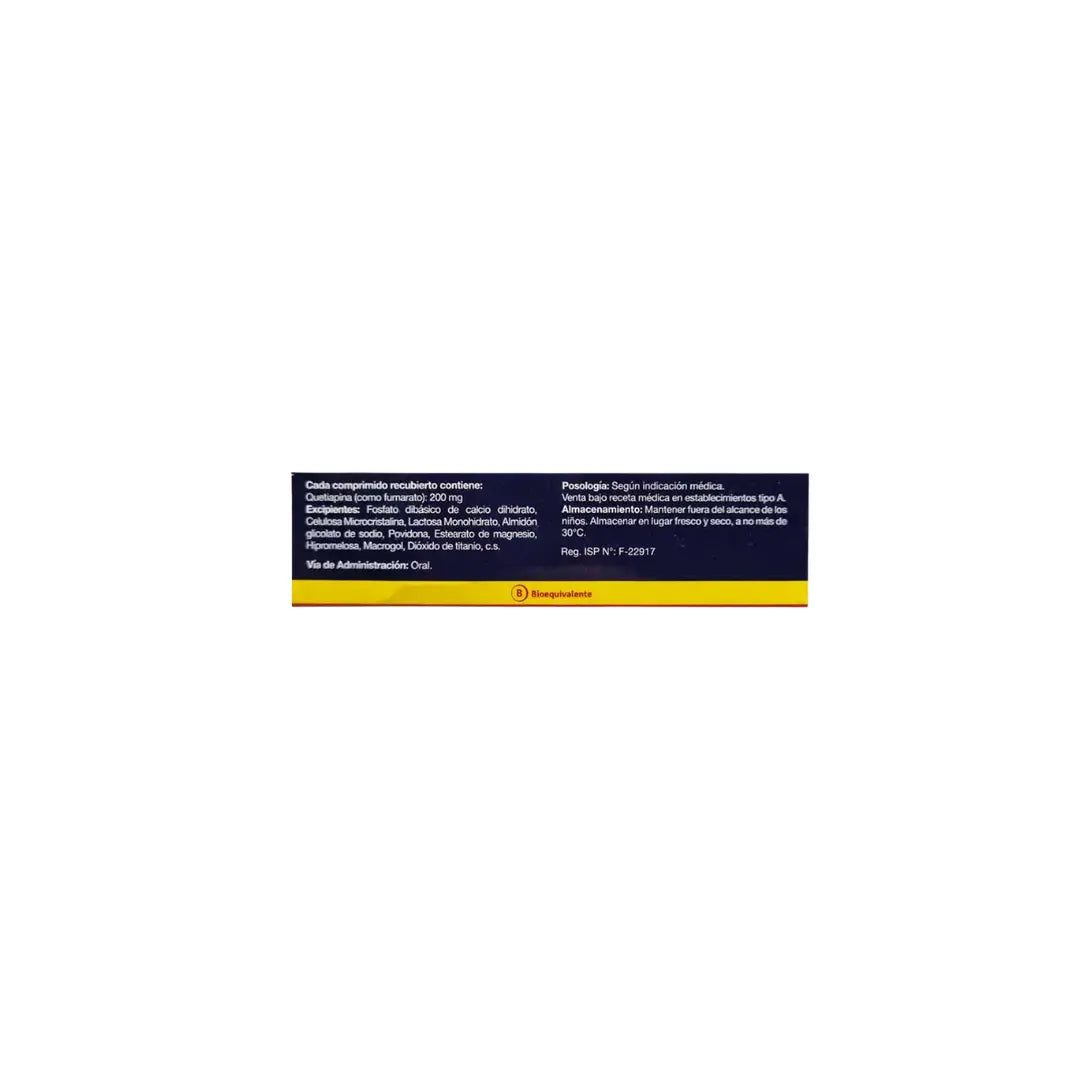 Quetiapina 200 mg 30 Comprimidos Recubiertos