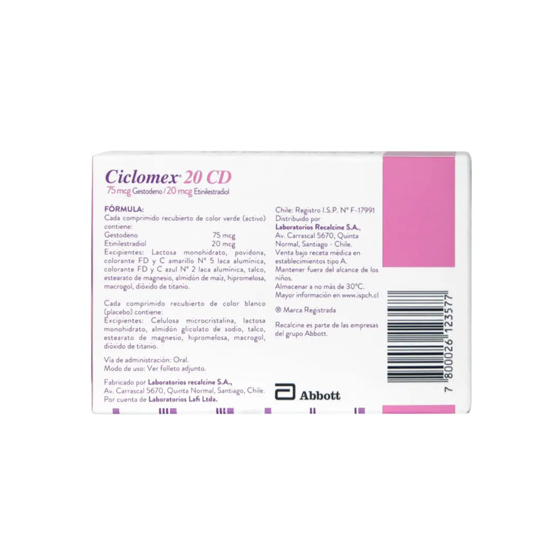 Ciclomex 20 CD (Gestodeno + Etinilestradiol)