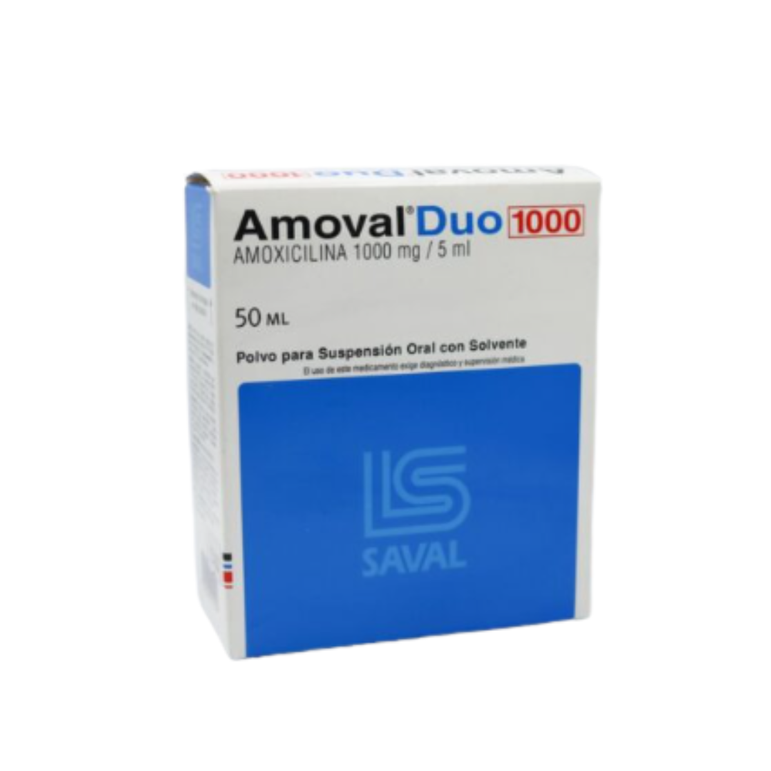 Amoval duo amoxicilina 1000mg/5mL polvo suspension oral 50 mL