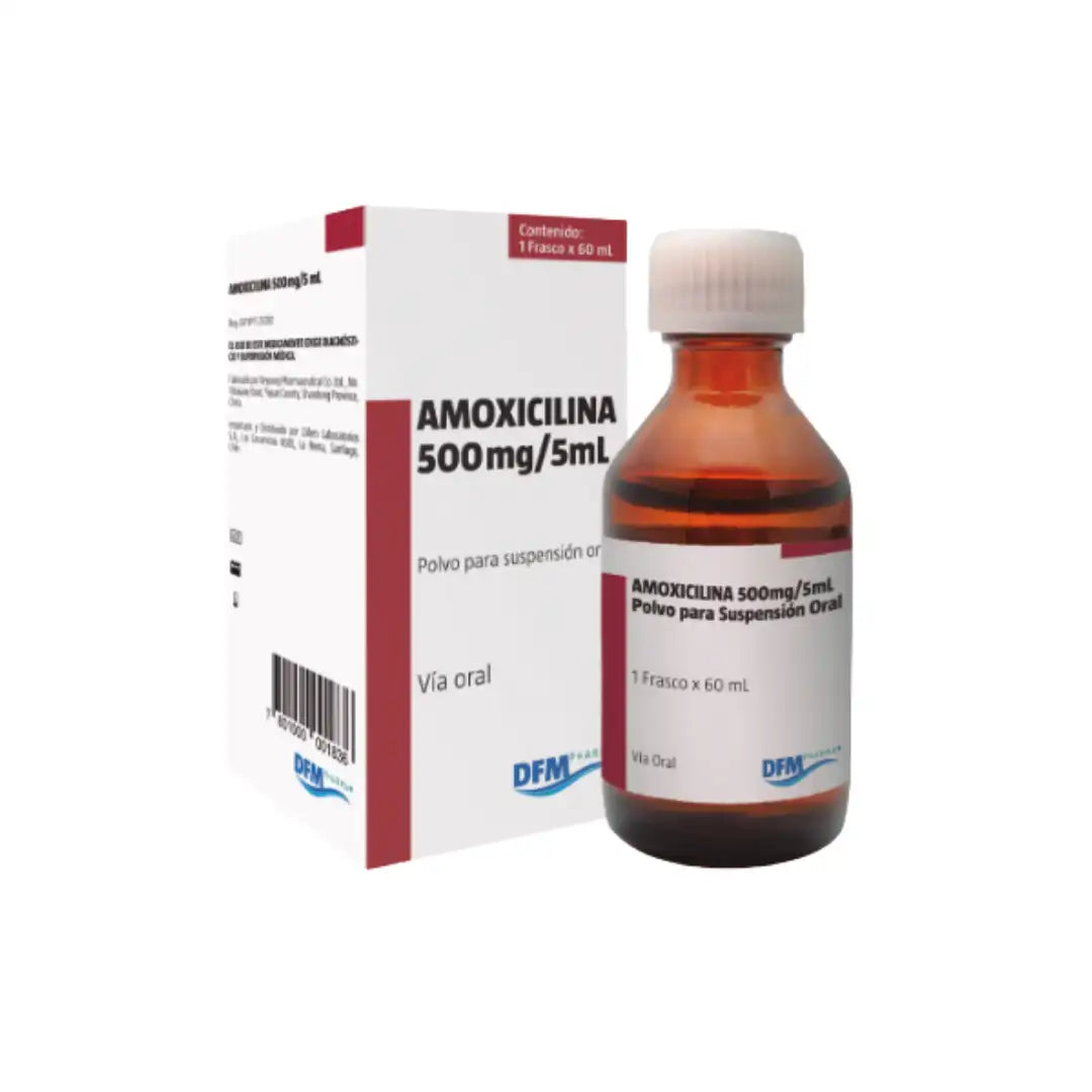 Amoxicilina 500 mg/5 mL polvo suspension oral 60 mL DFMpharma