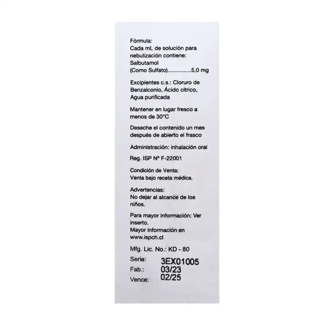 Salbutamol 0.5% – Solución para Nebulización 20 ml (Ethon)