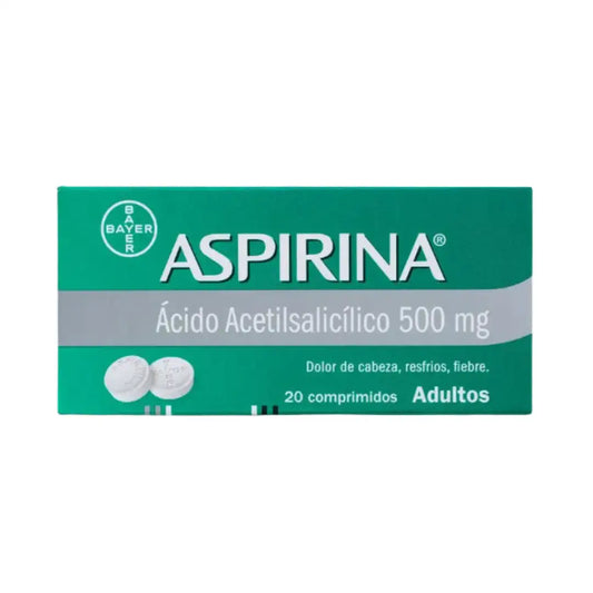 Aspirina-Acido Acetisalicilico 500 mg x 20 comprimidos