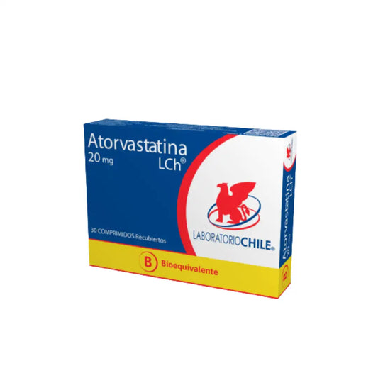 Atorvastatina 20 mg x 30 comprimidos recubiertos laboratorio chile