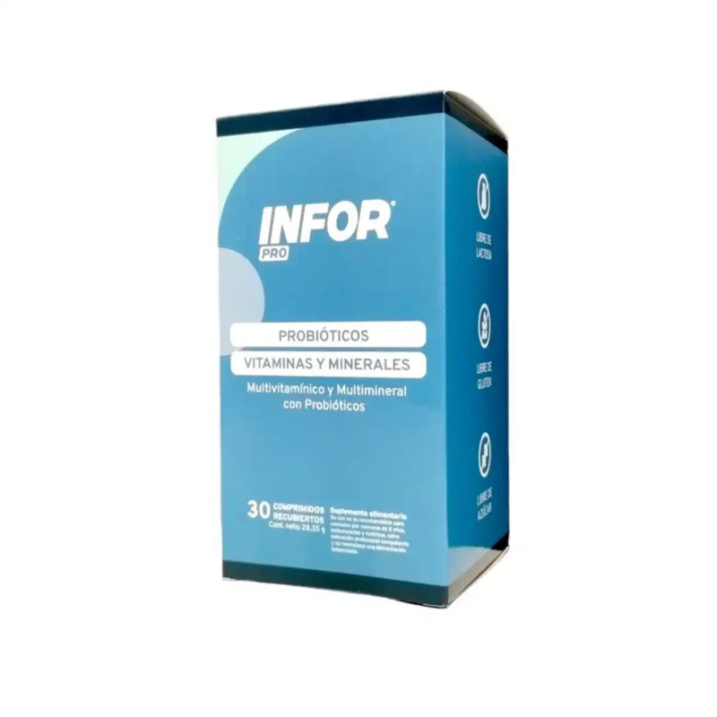 INFORPRO Pro 3 – Probióticos, Vitaminas y Minerales – 30 Comprimidos Recubiertos&nbsp;
