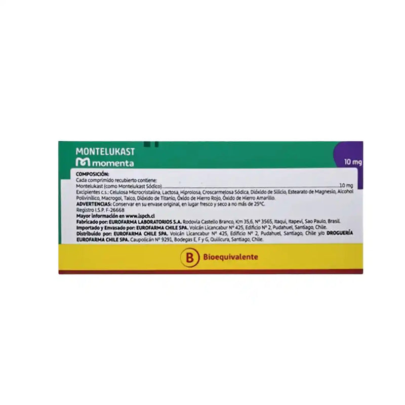 Montelukast 10 mg – 30 Comprimidos Recubiertos (Momenta – EURO)
