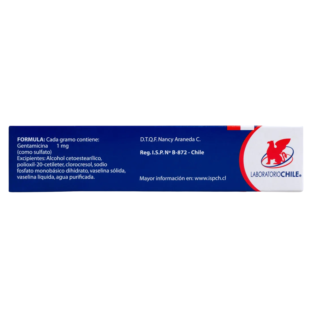 Gentamicina 0.1% Crema Tópica 10 g (Laboratorio Chile)