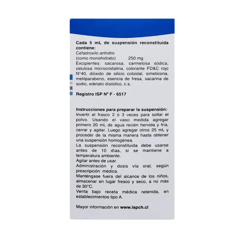 Cefadroxilo 250 mg/5 ml – Polvo para Suspensión 60 ml (Andrómaco – Genérico)