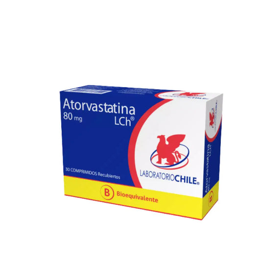 Atorvastatina 80 mg x 30 comprimidos recubiertos laboratorio chile