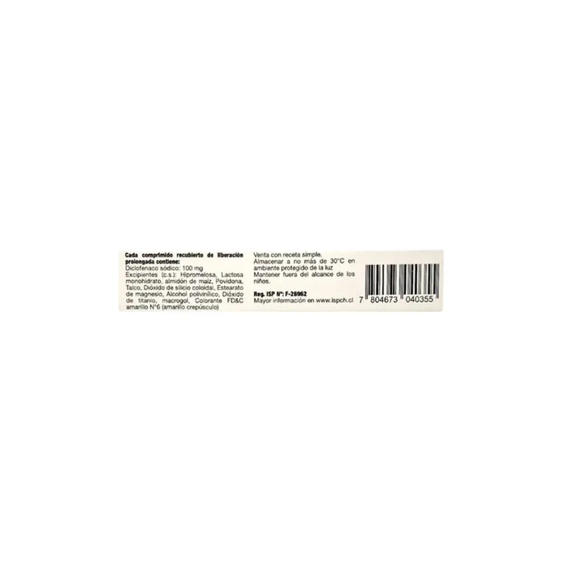 Diclofenaco sódico - 8 Comprimidos Recubiertos LP 100 mg