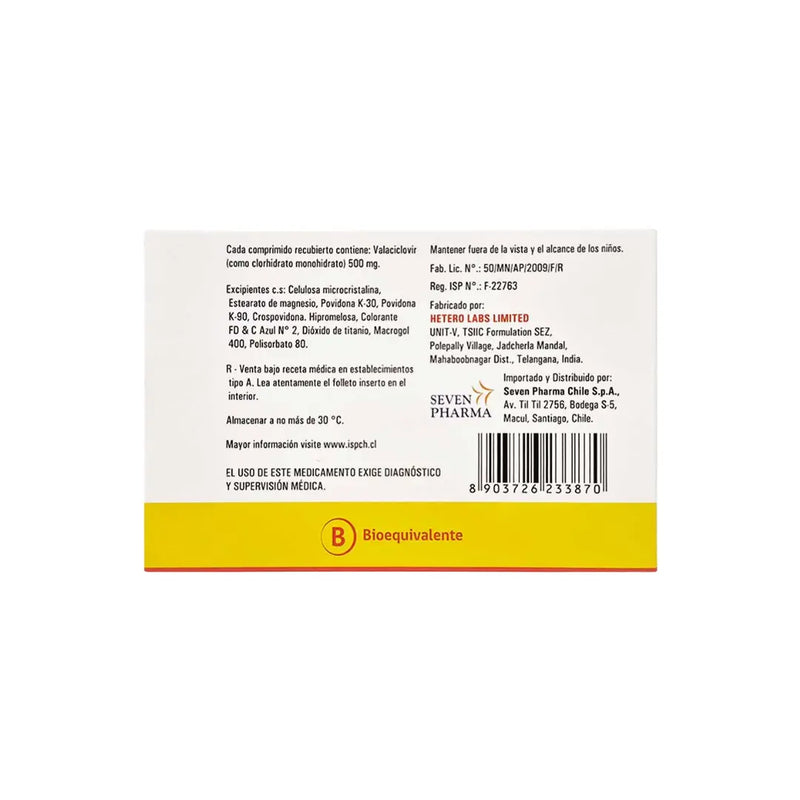 Valtero - Valaciclovir 500 mg - 10 Comprimidos Recubiertos
